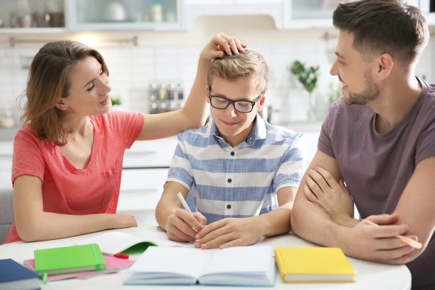 Parents Helping Their Teenager with Maths