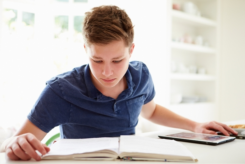 Teenage Boy Studying GCSE Psychology